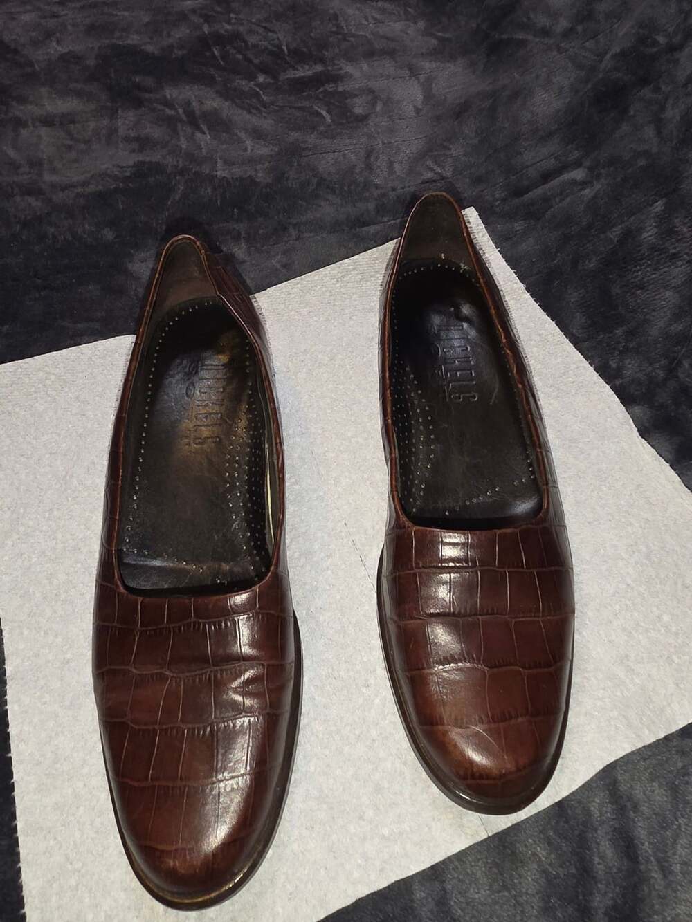 Nickels Brown Crocodile Embossed Loafers Size 7.5
